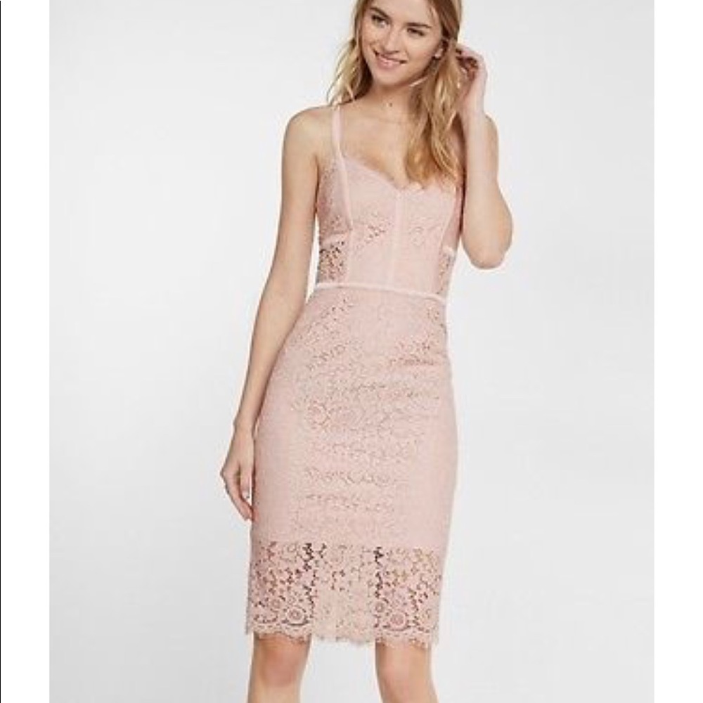Express lace piping sheath dress